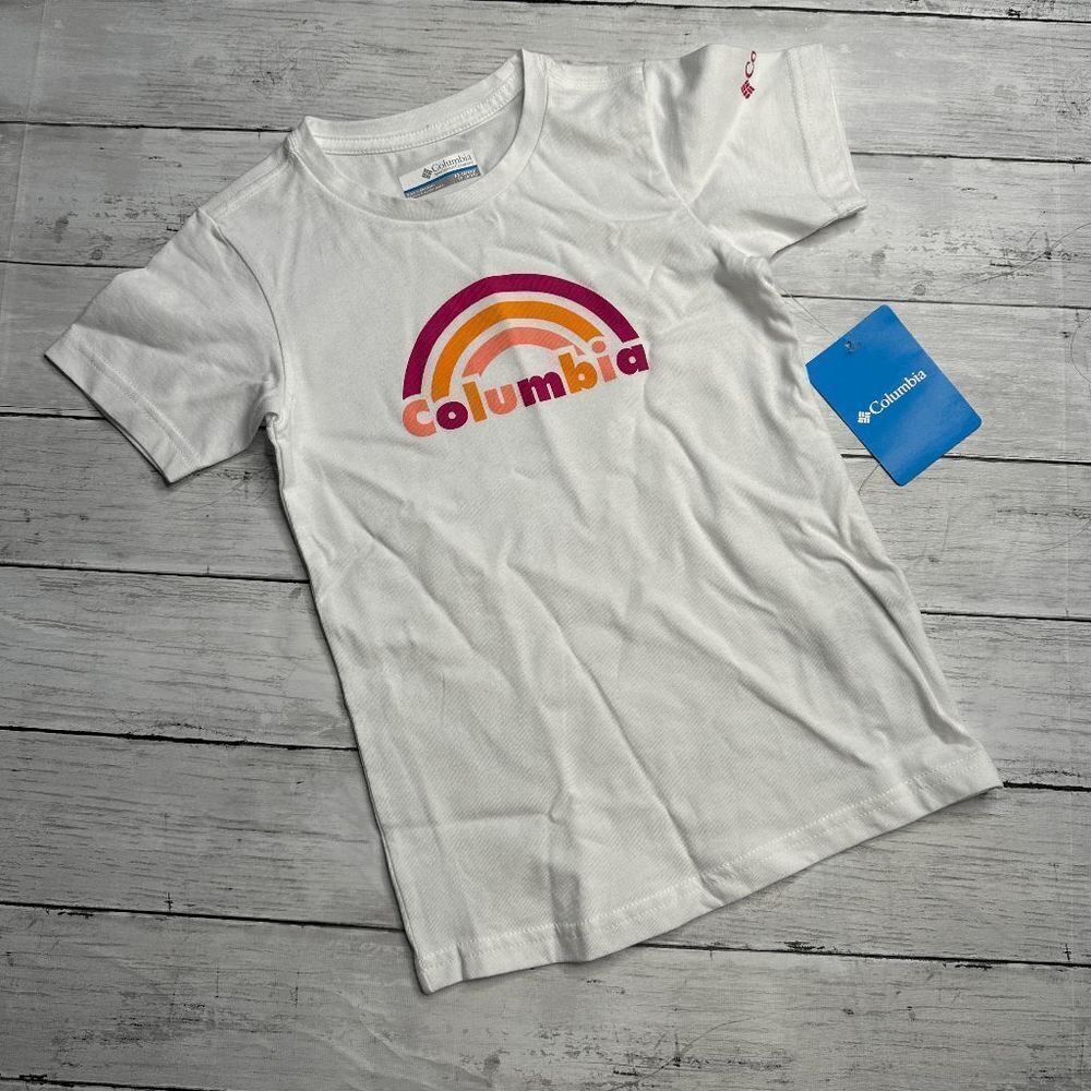Columbia Lettering Lake Short sleeve graphic T-shirt XS in white